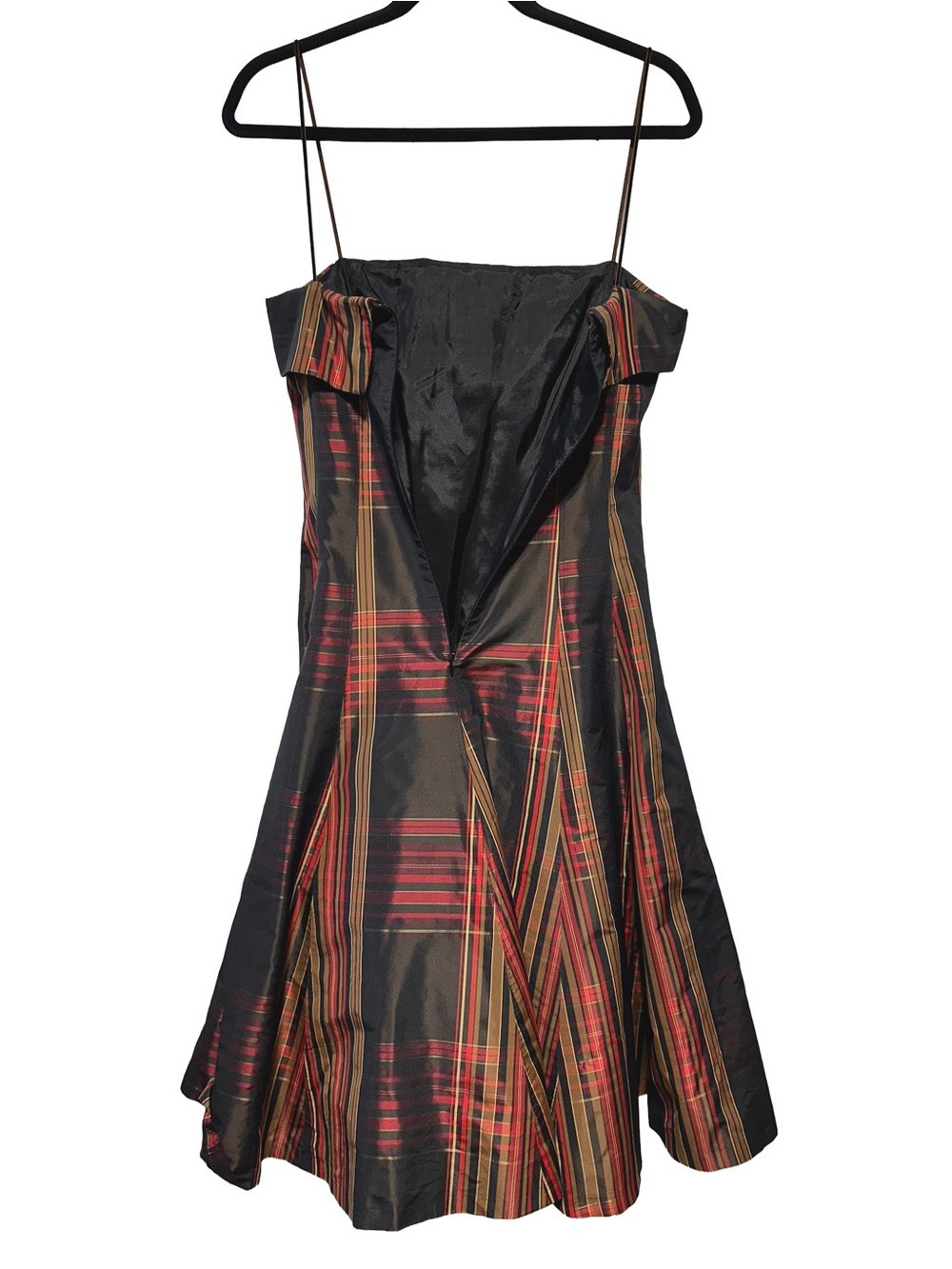 Zara Plaid Taffeta Coquette Goth Dark Academia Holiday Party Midi Dress S - Picture 4 of 9